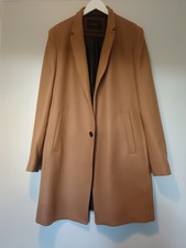 Zara Mens Long Camel Overcoat 58 Inch Chest Wool Mix