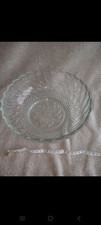 KIG® Indonesia Clear Rose Swirl Glass Serving Salad Bowl rose swirl pattern, Vgc