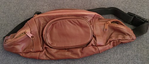 Brown leather unisex waist bag - leather,