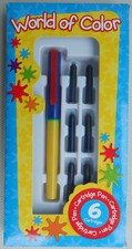 VINTAGE 1980s Cartridge Pen + 6 Blue Inks World of Color Memphis Design Style