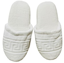 GREEK KEY SLIPPERS WHITE