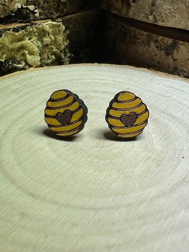 Handpainted skep bee earrings - skep/bee,