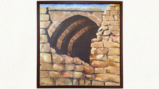 Original Oil Painting Ancient Stone Arch Ruins Architecture Wall Art Framed Real