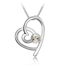 Swarovski Elements Crystal Heart Necklace in Giftbox White Gold Plated