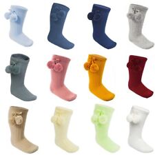 Baby Pom Pom Socks Boys Girls Infants Kids Knee High Spanish Style 0-24 Months