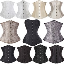 Women Waist Trainer Cincher Underbust Steel Busk Boned Lace Up Bustier Corset