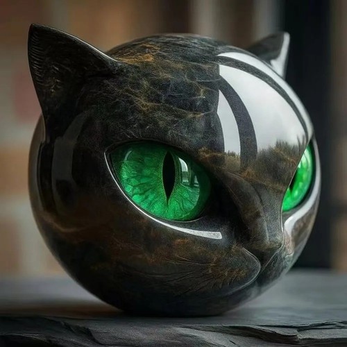 Resin black cat sculpture - resin,