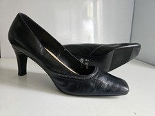 MARKS & SPENCER UK 7.5 EU 41.5 WOMENS BLACK REAL LEATHER COURT HIGH HEELS SHOES