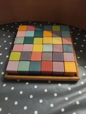 Grimms Pastel Rainbow Wooden Building Blocks