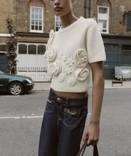 Zara Ecru Knitted Textured 3D