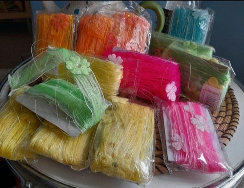 Organza and raffia flower - organza,