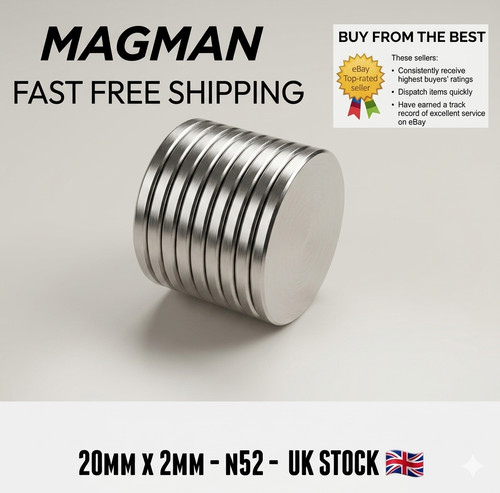 N52 neodymium magnets - 20mm, x