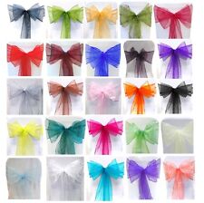 10 X Organza Sashes Chair Cover Bow Sash WIDER FULLER BOWS Wedding Party