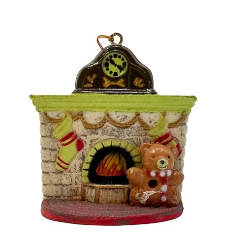 Vintage fireplace with teddy - vintage,
