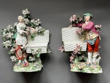 A PAIR OF 18TH CENTURY CHELSEA PORCELAIN SWEETMEAT FIGURES