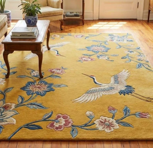 Hand tufted golden bloom - hand-tufted,