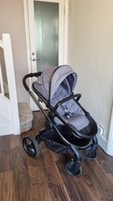 Icandy Peach Pram Pushchair Buggy + Carrycot + Duo Pod - Check Grey