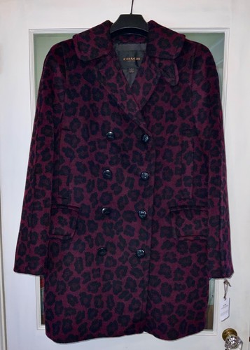 Coach ocelot long pea coat - pea, /