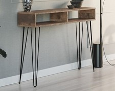 Desk Console Table Hallway Slim Hairpin Industrial Metal Legs Loft Oak Effect MR