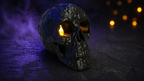 Black skull led tea light - skull,
