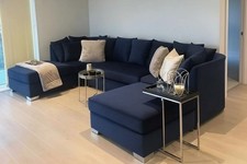 U-Shape Corner Sofa | Bishop | Navy Plush | Scatter Back | Brand New! 