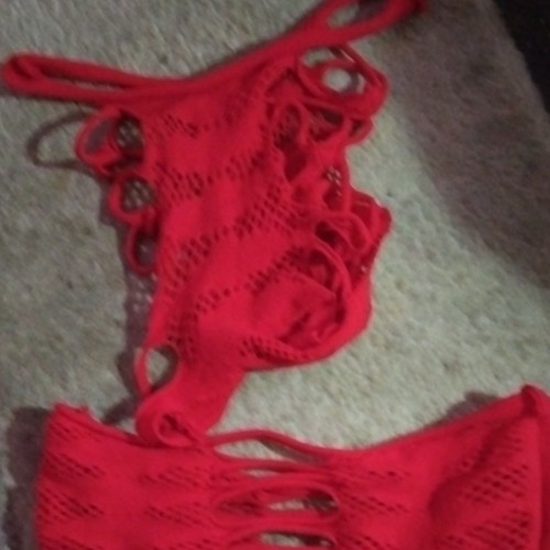 Women red crochet piece - crochet,