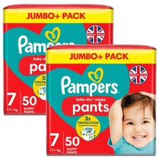 Pampers Baby Dry Nappy Size 7 Diaper Protect Pants 17+kg Jumbo+Pack 2x50 Nappies