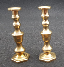 Vintage Pair of Solid Brass Miniature CANDLESTICKS 5.4 cm high 