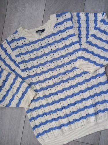 Joules cream blue striped crew - blue,