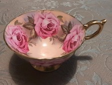 Vintage Rare Aynsley Tea Cup Cabbage Roses And Gold Pattern Number 1026