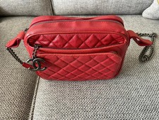 Chanel Red Caviar Leather Vintage Timeless Camera Bag
