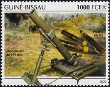 KOREAN WAR US Army M2 4.2 inch 107mm Mortar/HE M3 Shell Stamp 2022 Guinea-Bissau