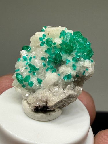 Lustrous dioptase calcite - lustrous,