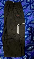 McKenzie Black Cargo Tracksuit Bottoms Reflective Zip Mens, Small, XS