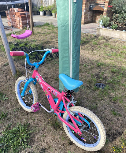 Pink blue kids bike - blue, with