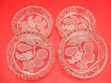 4 x etched fruit glass dishes .
