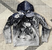 The Wolf Hoodie Youth XXL Wolf Head Graphic AOP Outdoor