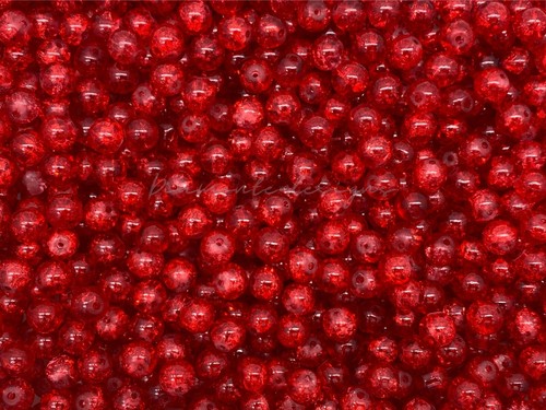 Round glass crackle beads - ❤,