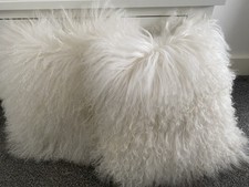House Beautiful Mongolian Sheepskin Cushion 38cm X 38cm Feather Inner