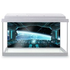 Fish Tank Background 90x45cm - Cool Alien Spaceship UFO Earth Sci-Fi  #8775