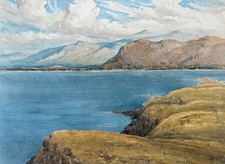 Louis F Flexman Antique Original Watercolour Painting Scottish Loch Landscape