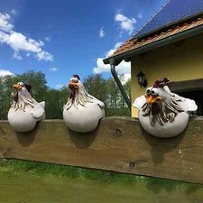 🐔🤣 Funny Chicken Fence Decor Statues – Resin Garden Hens for Farm, Yard & Home