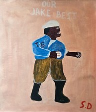 Sam Doyle Signed Folk Art Painting on Canvas - African American Southern Art