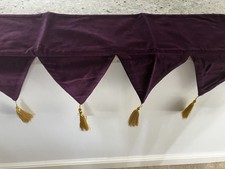 Christmas Burgundy Velvet Fireplace Mantle Runner with Gold Tassels 177cm Long. 