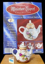 Lowestoft Style Porcelain Art Miniature Teapot Collection Blue Bird Teapot No 7