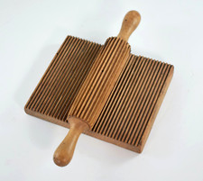 ANTIQUE c1800 WOODEN LACE FABRIC CRIMPING BOARD with ROLLER