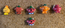 6 ORIGINAL SAINSBURYS MR MEN PENCIL TOPPERS, 1990's ROGER HARGREAVES