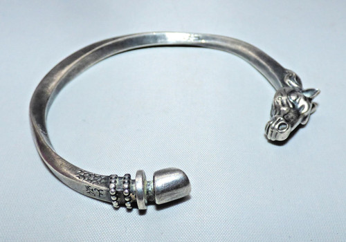 Solid silver viking cuff - solid,