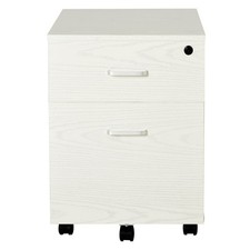 2-Drawer Locking Office Filing Cabinet 5 Wheels Rolling Storage White Vinsetto