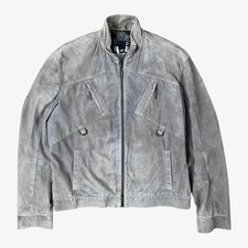 Vintage 90s Men's Roberto Cavalli Just Faded Beige Leather Jacket, Biker Pilot